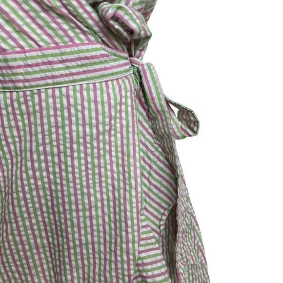 DRAPER JAMES SEERSUCKER TRUE WRAP BOHO ROMANTIC FRILLY ABOVE THE KNEE DRESS. XS - Picture 5 of 8